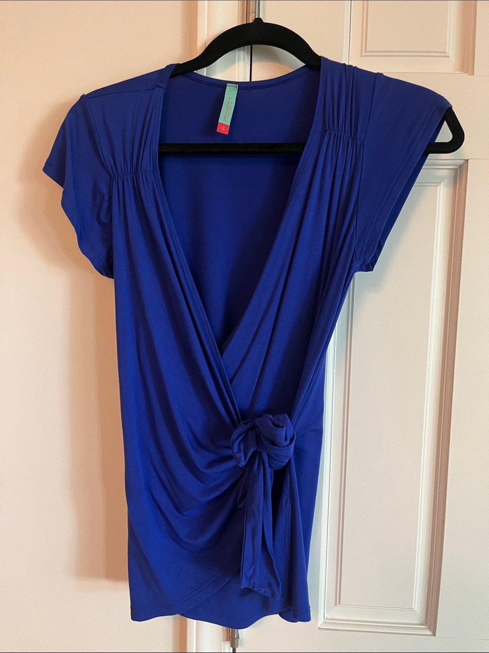 Tie-Front V-Neck Women’s Top - Royal Blue